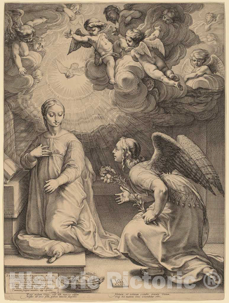 Art Print : Hendrik Goltzius, The Annunciation, 1594 - Vintage Wall Art