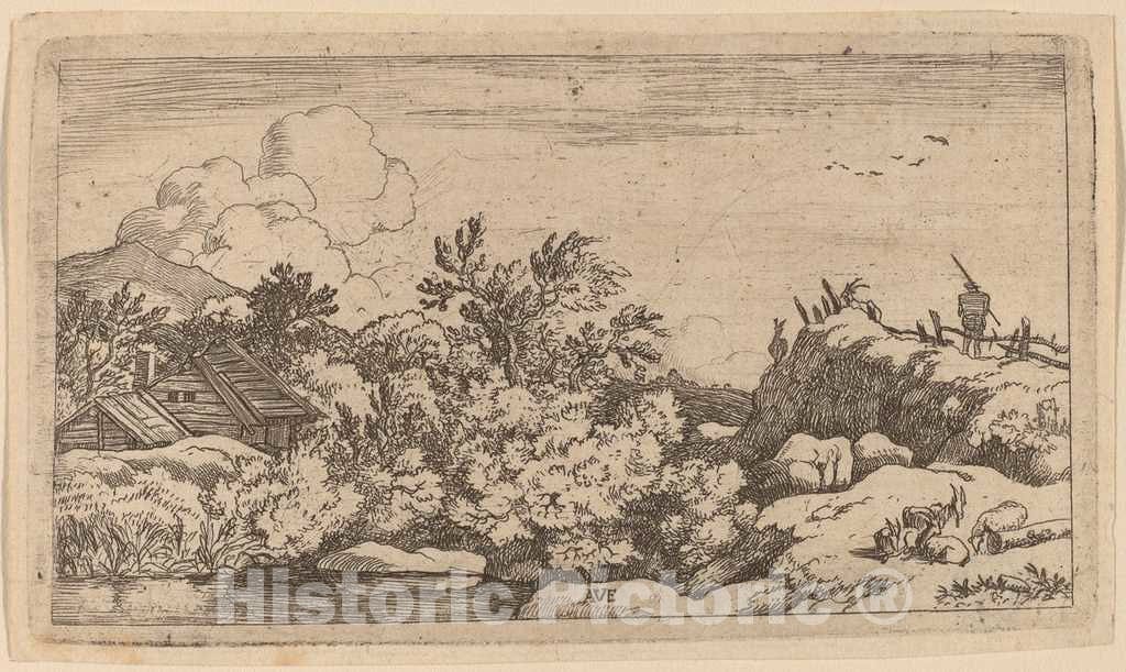 Art Print : Allart Van Everdingen, Goat Herd on a Hill, c.1651 - Vintage Wall Art