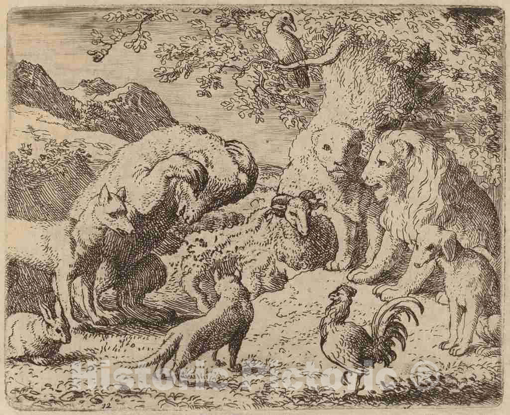 Art Print : Allart Van Everdingen, The Bear Beseeches The Lion for Justice, c.1651 - Vintage Wall Art