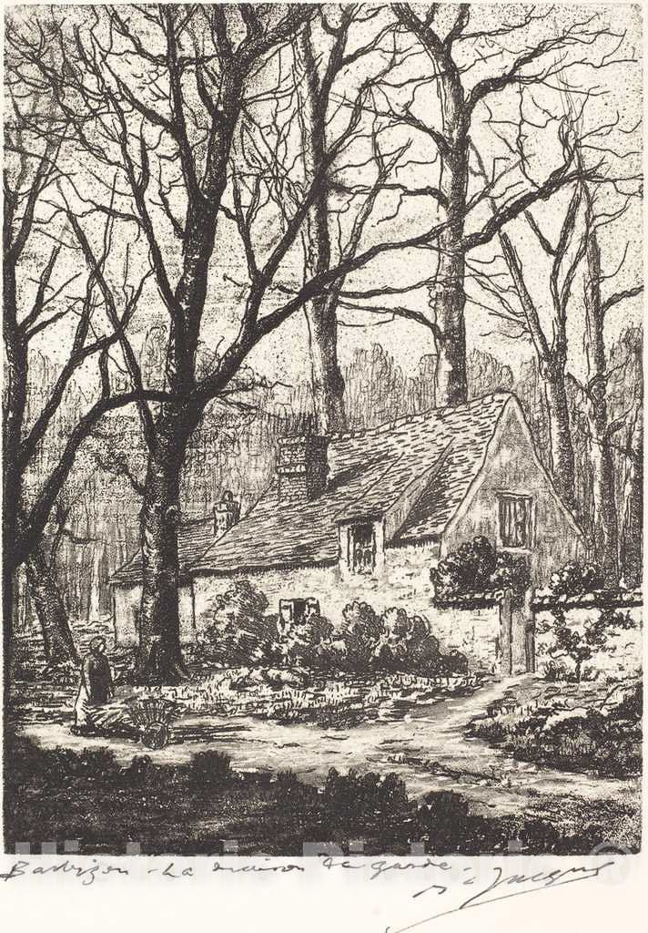 Art Print : Maurice Jacque, Barbizon: La Maison de Garde - Vintage Wall Art