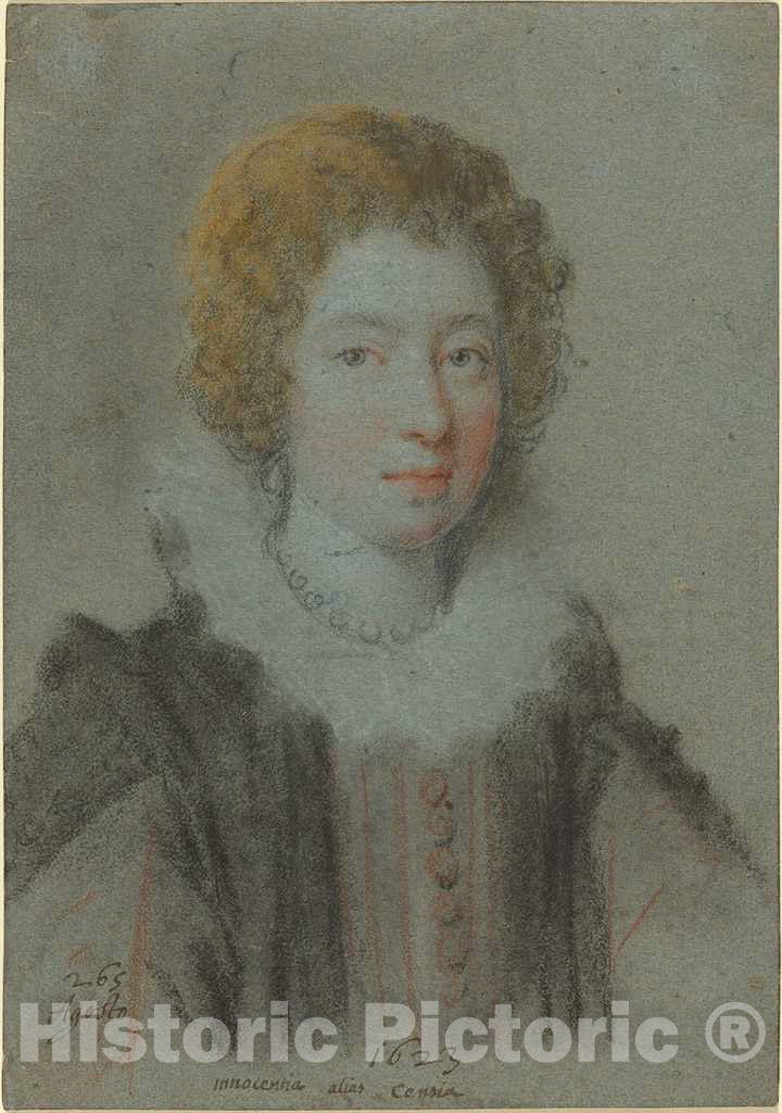 Art Print : Ottavio Leoni, Portrait of a Lady, 1623 - Vintage Wall Art