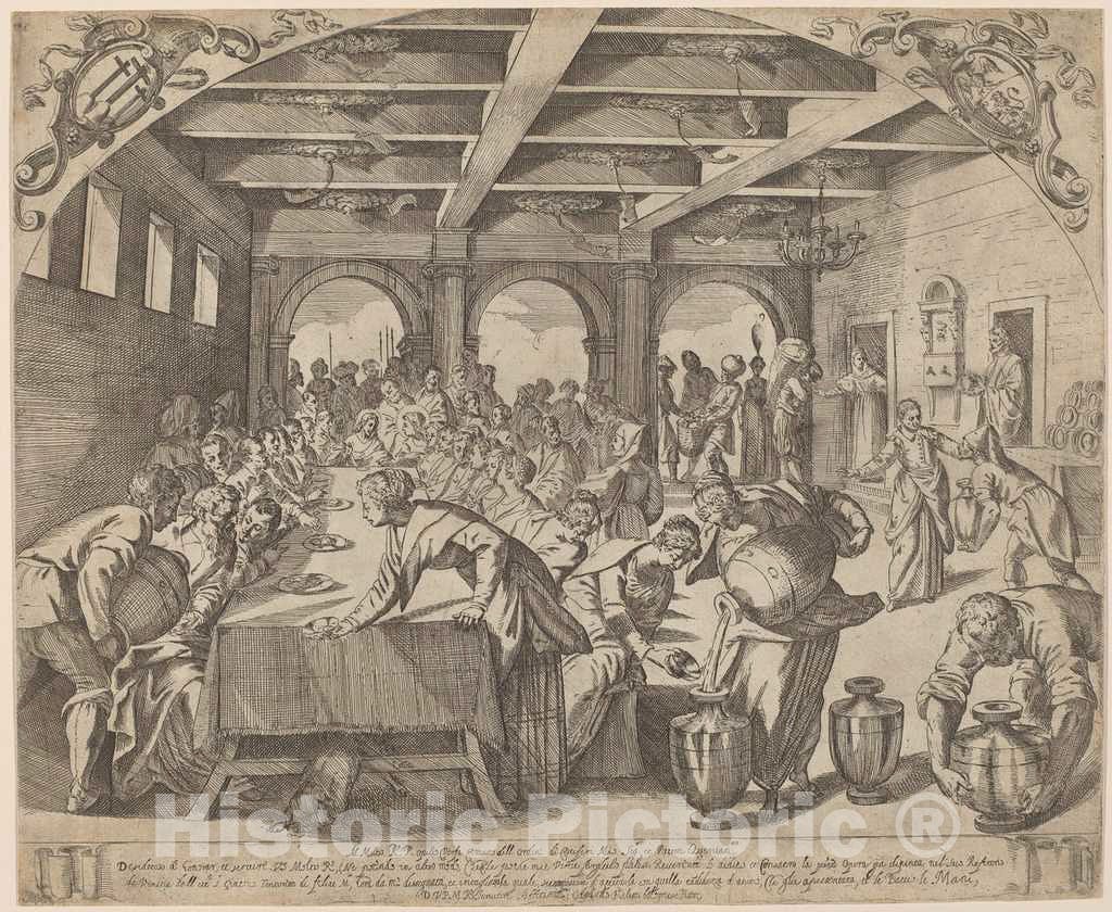 Art Print : Fialetti After Tintoretto, The Marriage at Cana - Vintage Wall Art