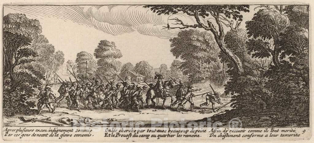 Art Print : Van Schagen After Jacques Callot, Discovery of The Criminal Soldiers - Vintage Wall Art