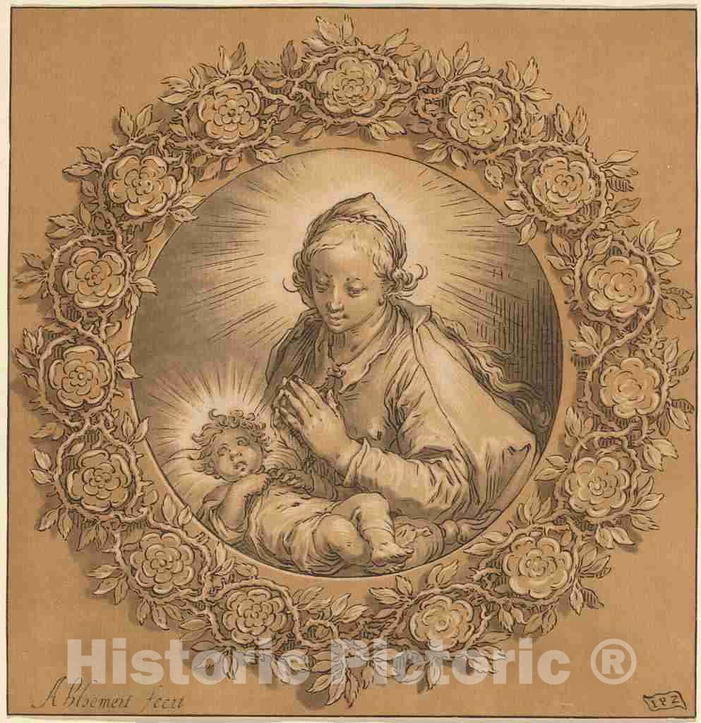 Art Print : Amstel After Bloemaert, Madonna and Child, 1769 - Vintage Wall Art