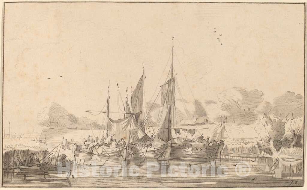 Art Print : Amstel and Schreuder After Esselens, Canal at Utrecht, 1771 - Vintage Wall Art