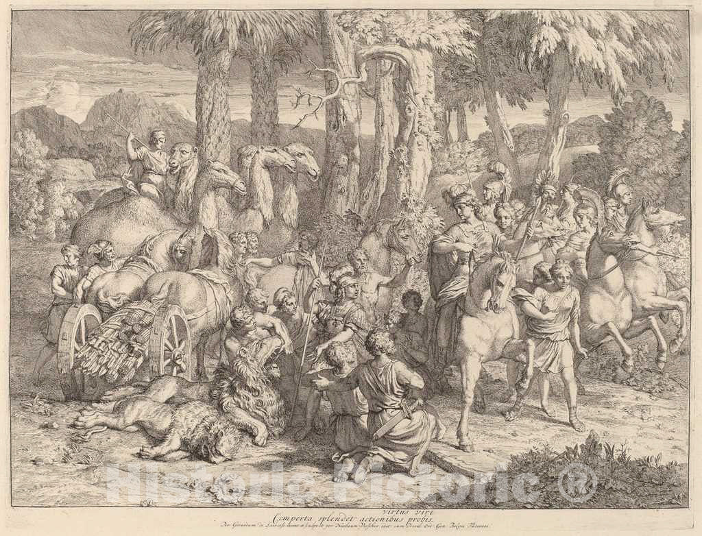 Art Print : Gerard de Lairesse, Semiramis on The Lion Hunt - Vintage Wall Art