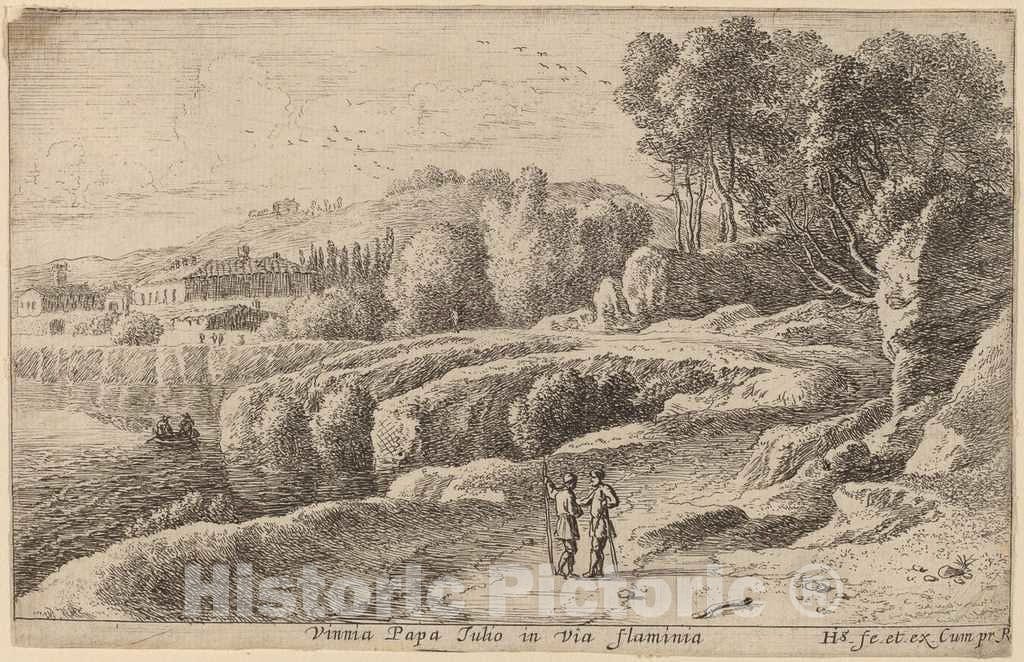 Art Print : Herman Van Swanevelt, Vineyard of Pope Julius on The Via Flaminia - Vintage Wall Art