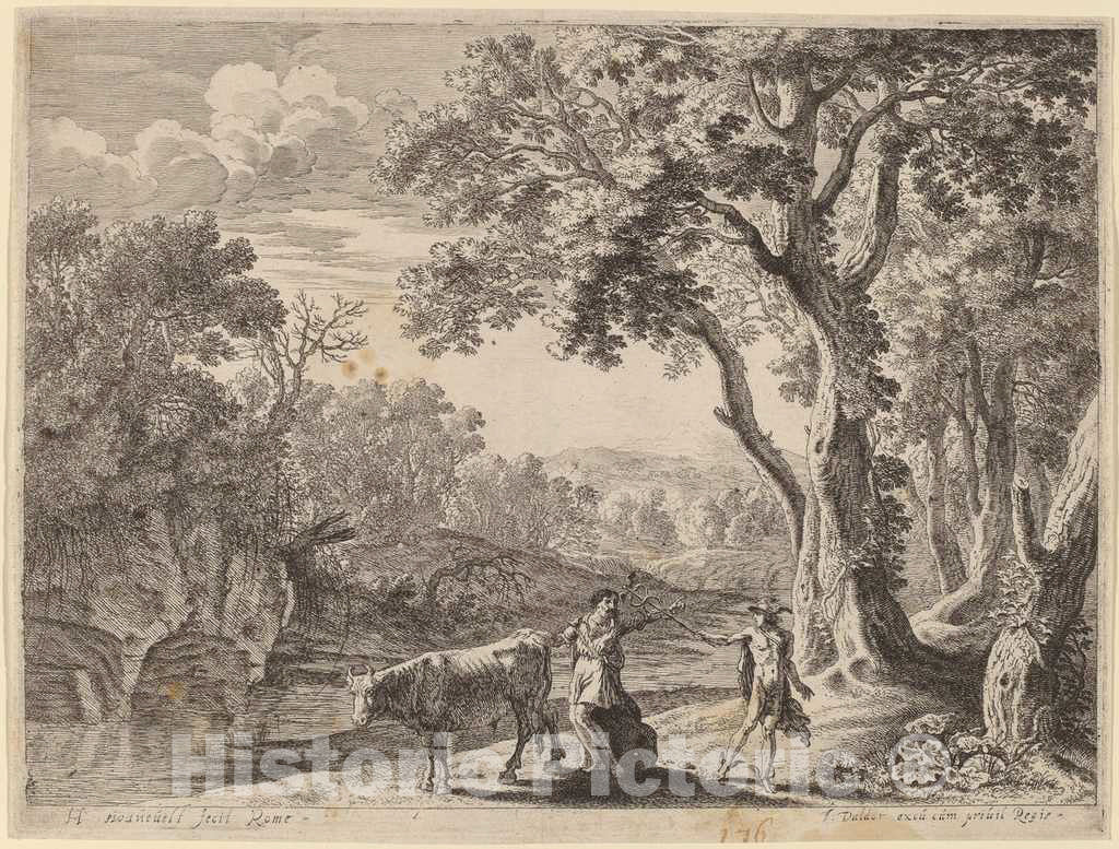 Art Print : Herman Van Swanevelt, Battus Transformed into Stone - Vintage Wall Art