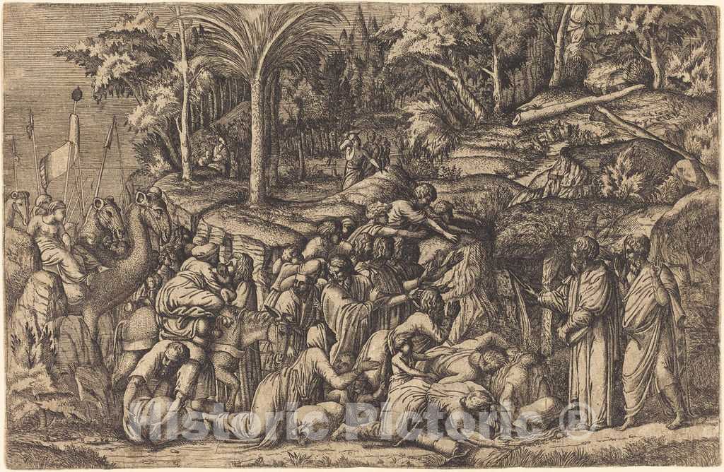 Art Print : Primaticcio, Moses Striking The Rock - Vintage Wall Art