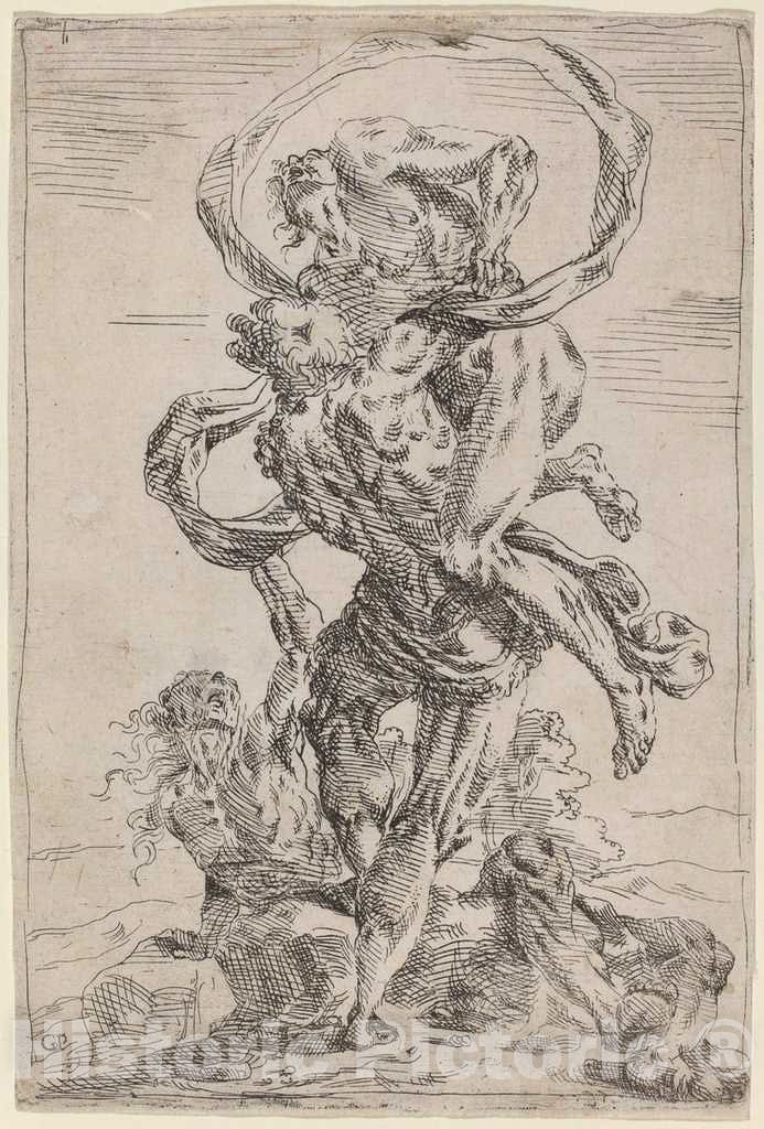 Art Print : Giovanni Pietro Possenti, Hercules and Antaeus - Vintage Wall Art