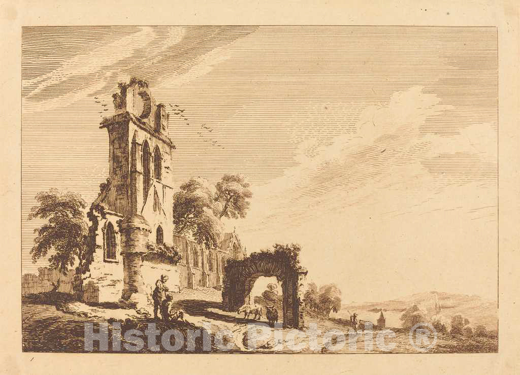 Art Print : Sandby, Ruined Abbey, 1758 - Vintage Wall Art