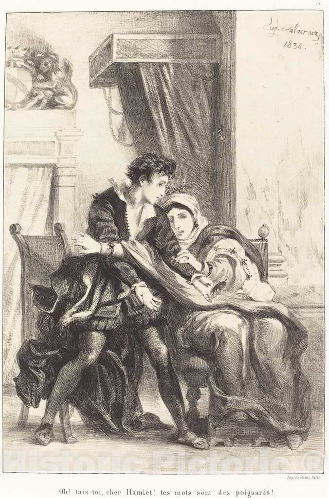 Art Print : EugÃ¨ne Delacroix, Hamlet and The Queen (Act III, Scene IV), 1834 - Vintage Wall Art