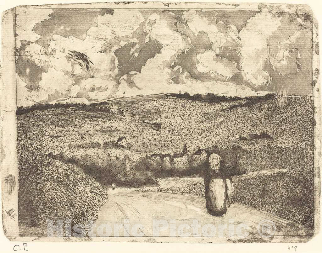 Art Print : Camille Pissarro, Woman on The Road (La Femme sur la Route), 1879 - Vintage Wall Art