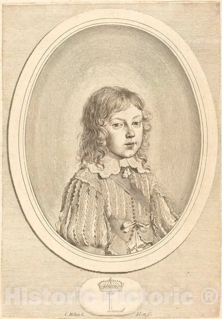 Art Print : Claude Mellan, Louis XIV as a Boy - Vintage Wall Art