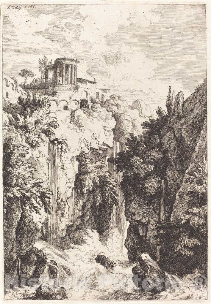 Art Print : Christian Wilhelm Ernst Dietrich, Temple of The Sibyl, Tivoli, 1745 - Vintage Wall Art