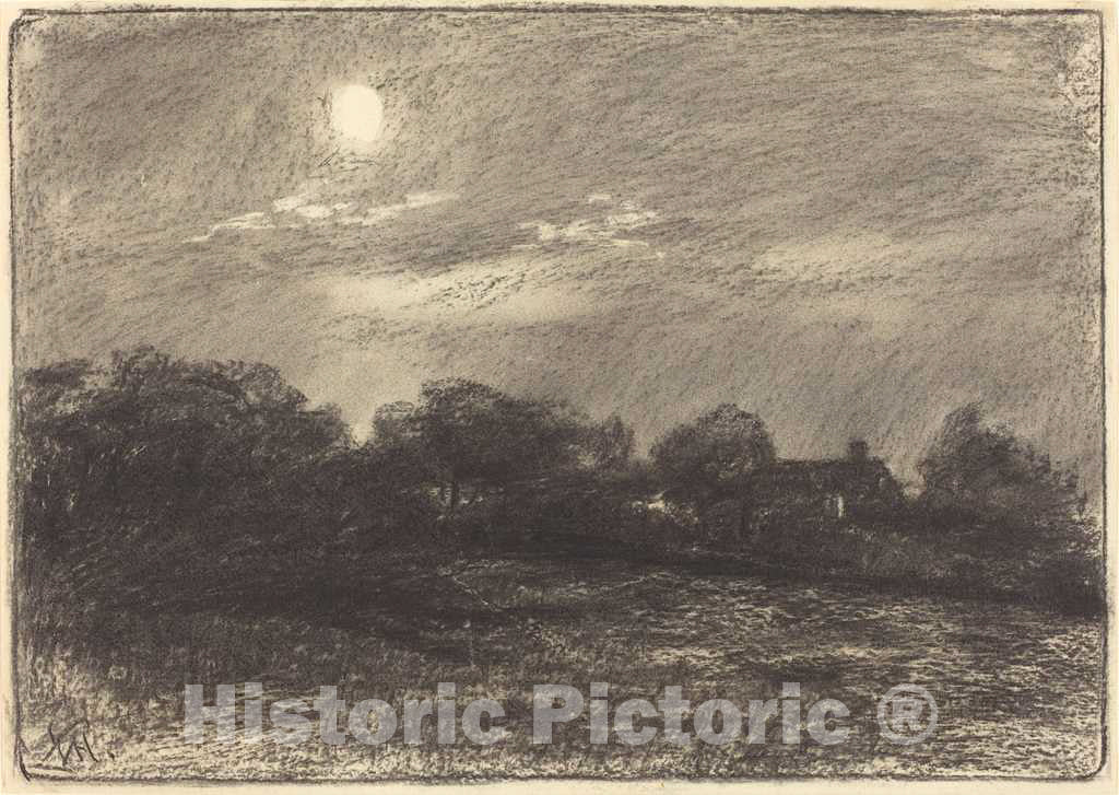 Art Print : William Morris Hunt, Evening, Farm Landscape, 1870s - Vintage Wall Art