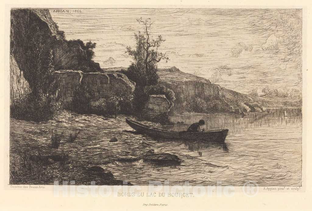 Art Print : Adolphe Appian, Bords du lac du Bourget, 1866 - Vintage Wall Art