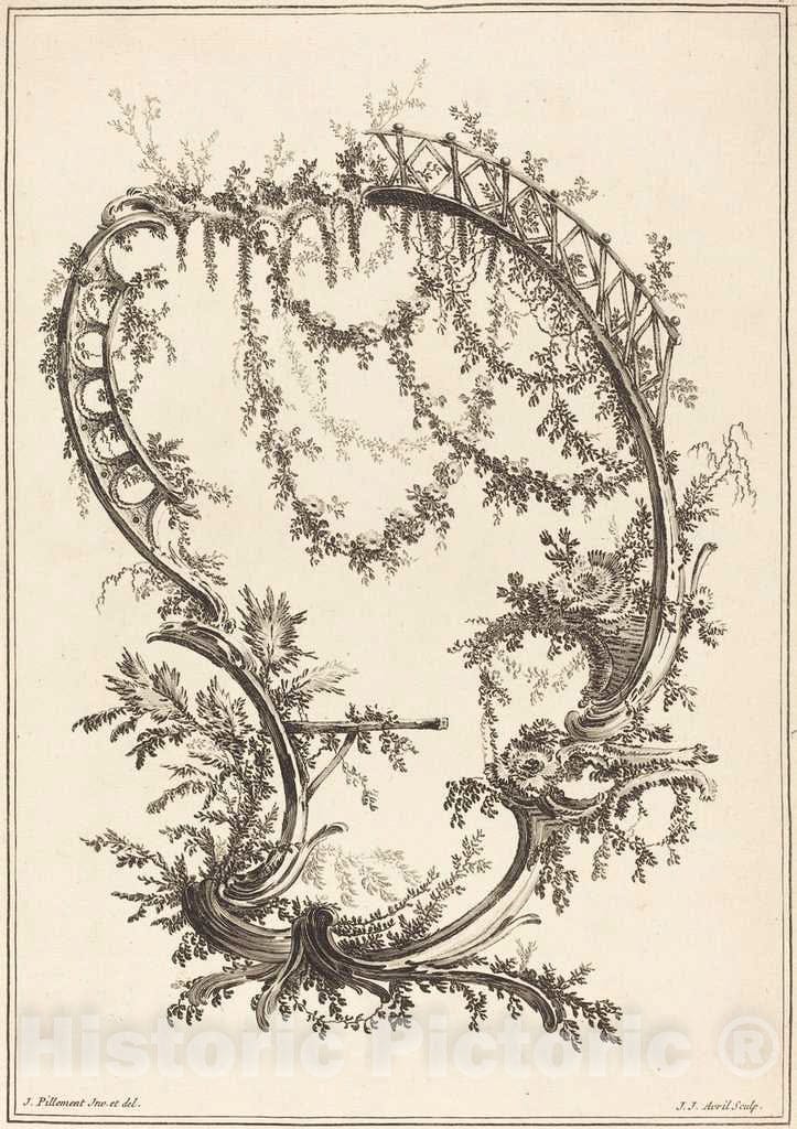 Art Print : Avril I After Pillement, Ornament with a Strut and a Railing - Vintage Wall Art