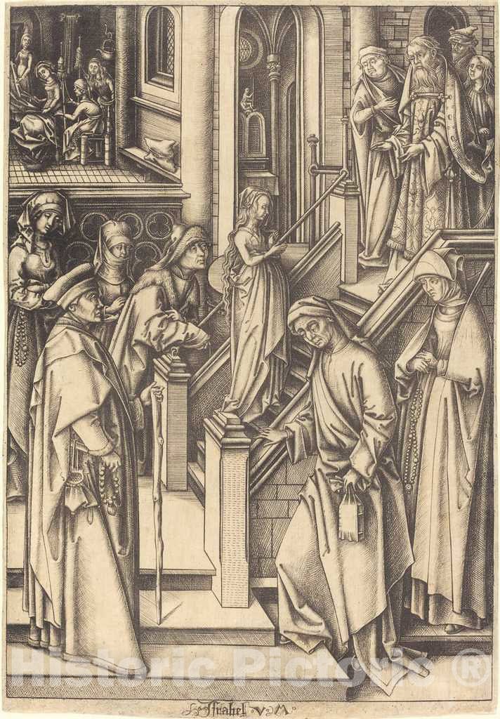 Art Print : Meckenem After Hans Holbein The Elder, The Presentation of The Virgin, c.1495 - Vintage Wall Art