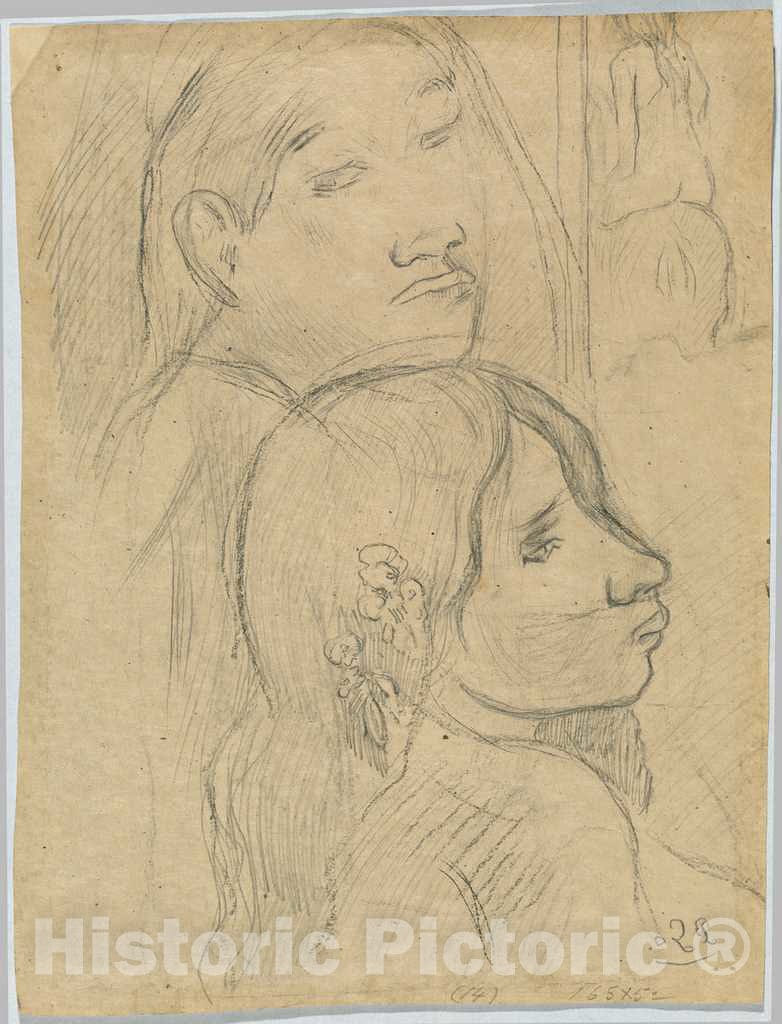 Art Print : Paul Gauguin, Two Marquesans [Verso], c. 1902 - Vintage Wall Art