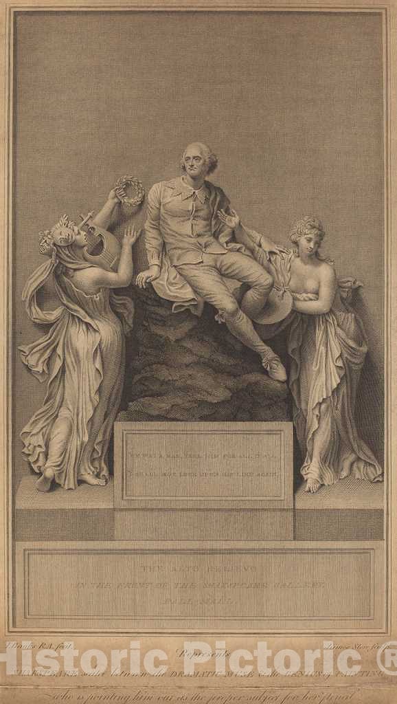 Art Print : Stow After Banks, Monument to William Shakespeare, 1798 - Vintage Wall Art