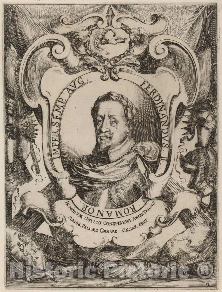 Art Print : Stefano Della Bella, The Emperor Ferdinand II, 1637 - Vintage Wall Art