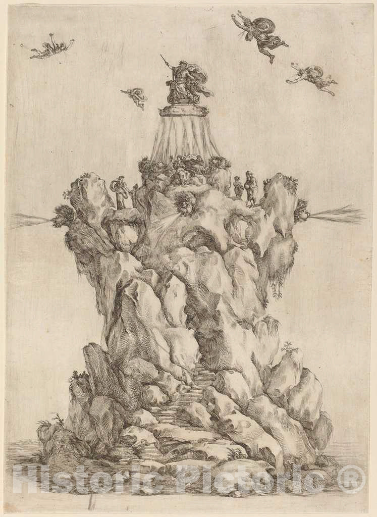 Art Print : Stefano Della Bella, The Rock of Aeolus, 1652 - Vintage Wall Art
