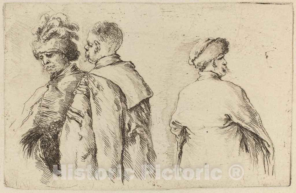Art Print : Stefano Della Bella, Three Hungarians - Vintage Wall Art