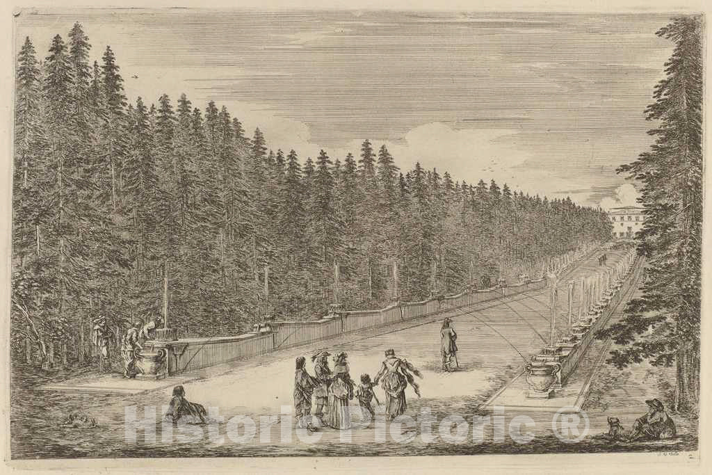 Art Print : Stefano Della Bella, The Avenue of Fountains, 1653 - Vintage Wall Art