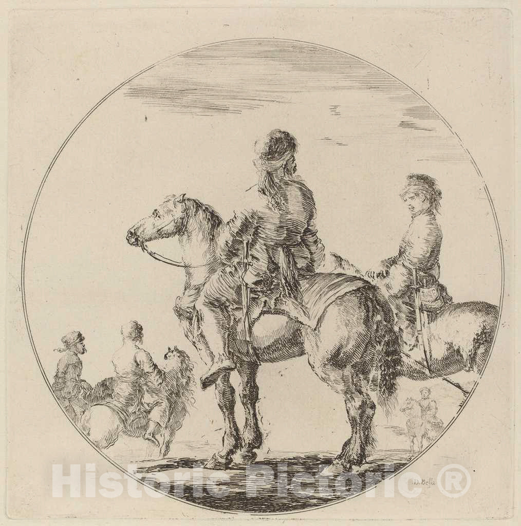 Art Print : Stefano Della Bella, Two Polish Cavaliers - Vintage Wall Art