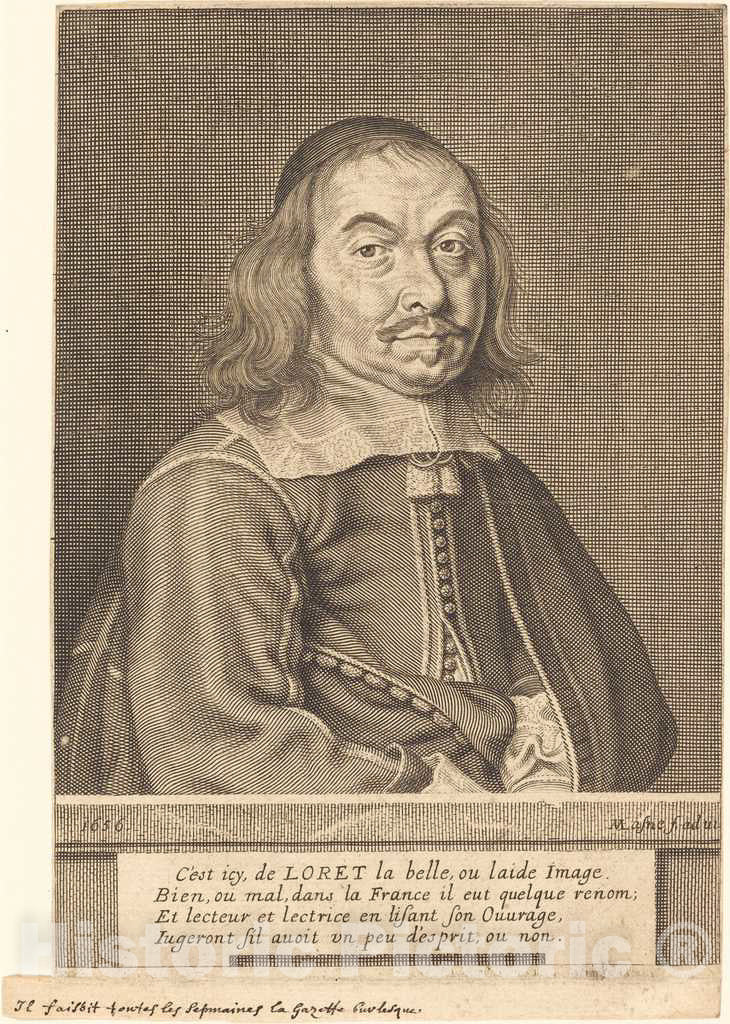 Art Print : Michel Lasne, Jean Loret, 1656 - Vintage Wall Art