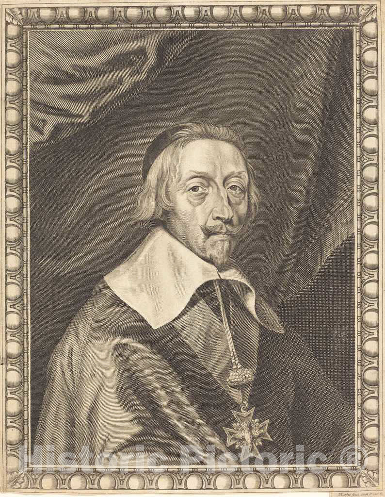 Art Print : Michel Lasne, Armand Jean du Plessis, Cardinal Richelieu - Vintage Wall Art