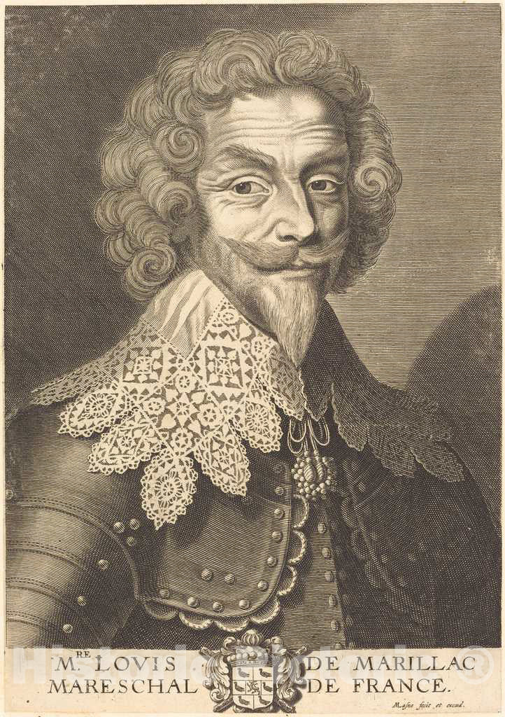 Art Print : Michel Lasne, Louis de Marillac, Duke of Beaufort - Vintage Wall Art