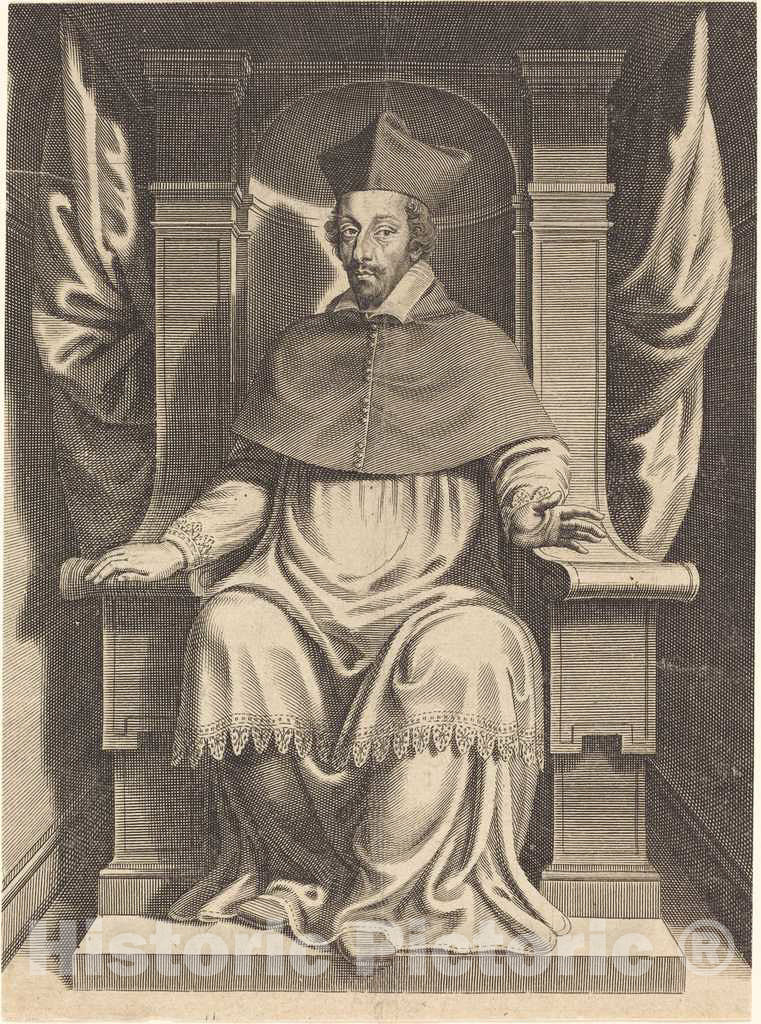 Art Print : Michel Lasne, Armand Jean du Plessis, Cardinal Richelieu - Vintage Wall Art
