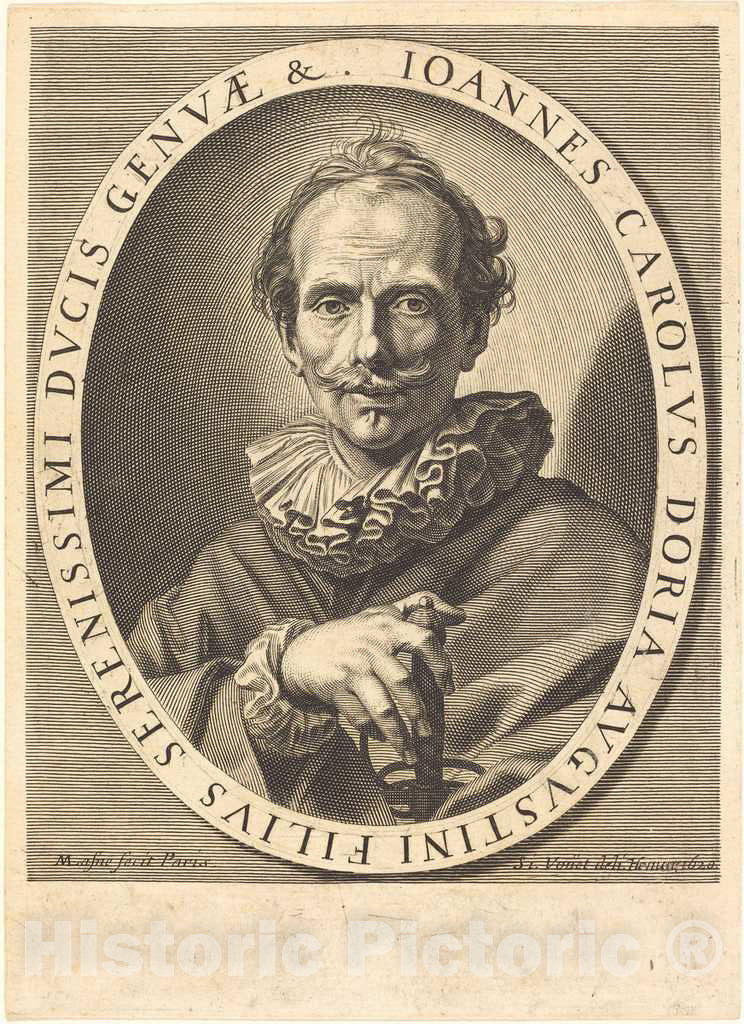 Art Print : Michel Lasne After Vouet, Jean Charles Doria, 1620 - Vintage Wall Art