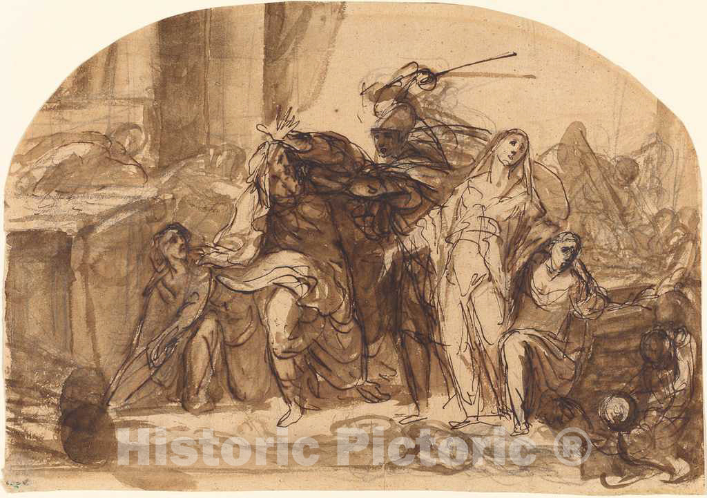 Art Print : Michael Lukas Leopold Willmann, The Death of Priam, c. 1660 - Vintage Wall Art