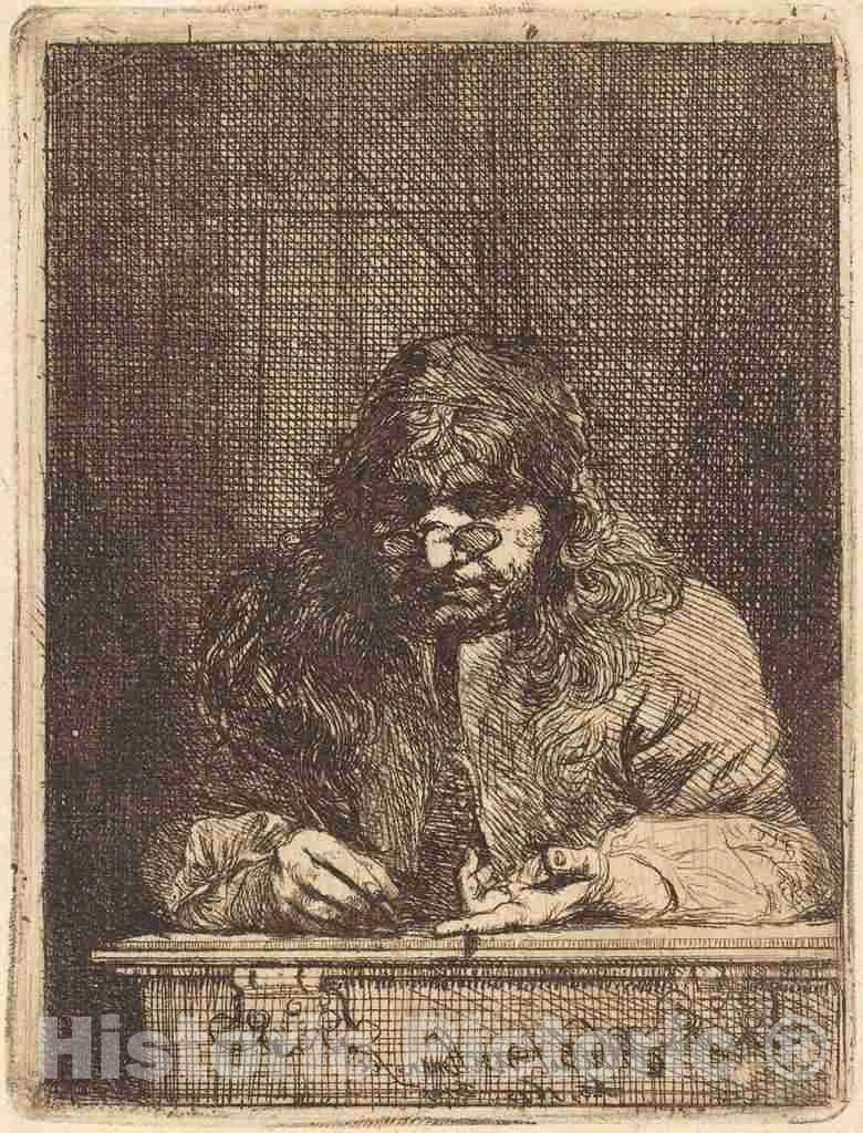 Art Print : Michael Lukas Leopold Willmann, Self-Portrait Drawing, 1675 - Vintage Wall Art