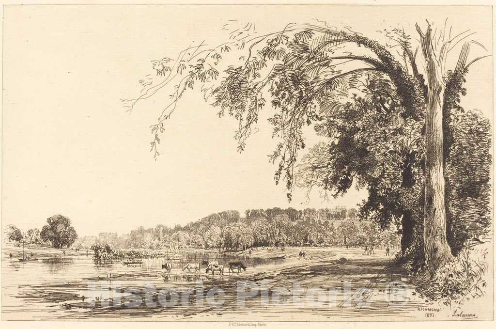 Art Print : Maxime Lalanne, Richmond, 1871 - Vintage Wall Art
