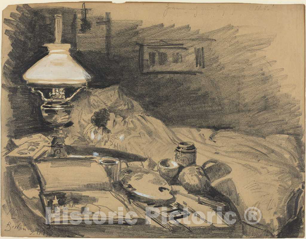 Art Print : Melchior Lechter, The Artist's Studio, 1885 - Vintage Wall Art