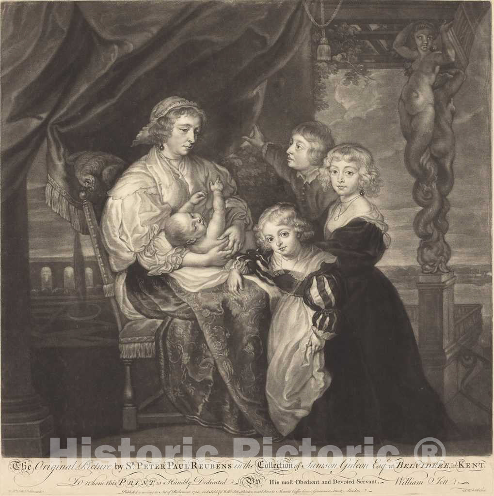Art Print : McArdell After Rubens, The Gerbier Family, 1755 - Vintage Wall Art