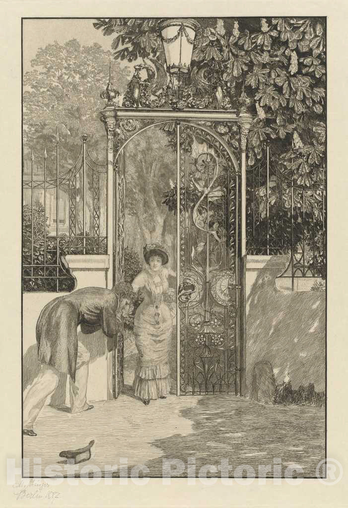 Art Print : Max Klinger, at The Gate (Am Thor): pl. 3, 1887 - Vintage Wall Art