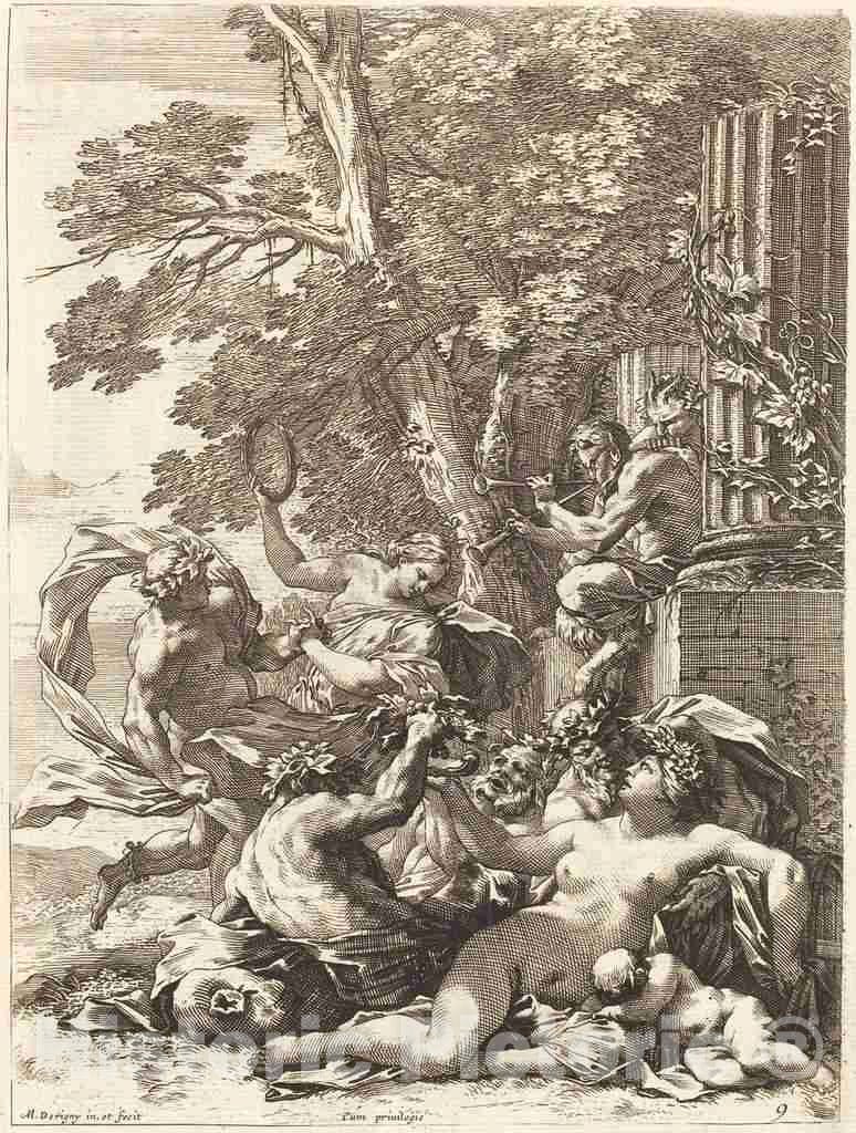 Art Print : Michel Dorigny, Bacchante with Sleeping Child, 1650s - Vintage Wall Art