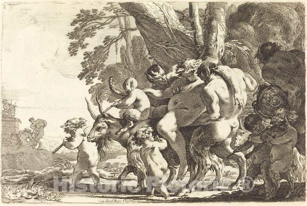 Art Print : Michel Dorigny, Drunken Silenus, 1650s - Vintage Wall Art