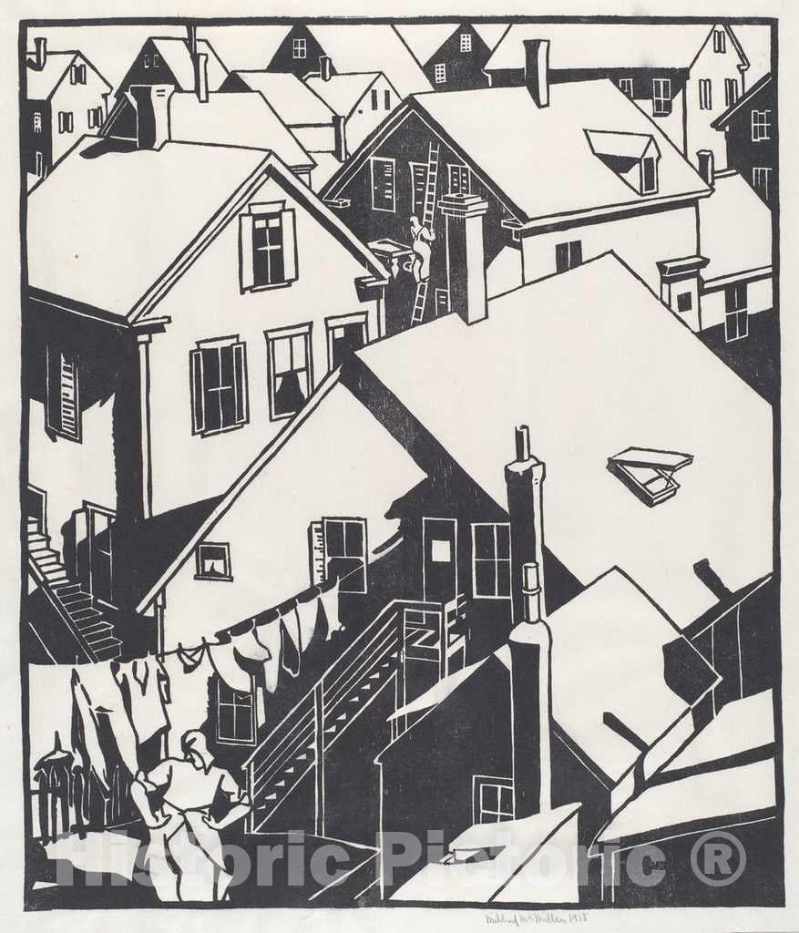 Art Print : Mildred McMillen, Housetops, 1918 - Vintage Wall Art