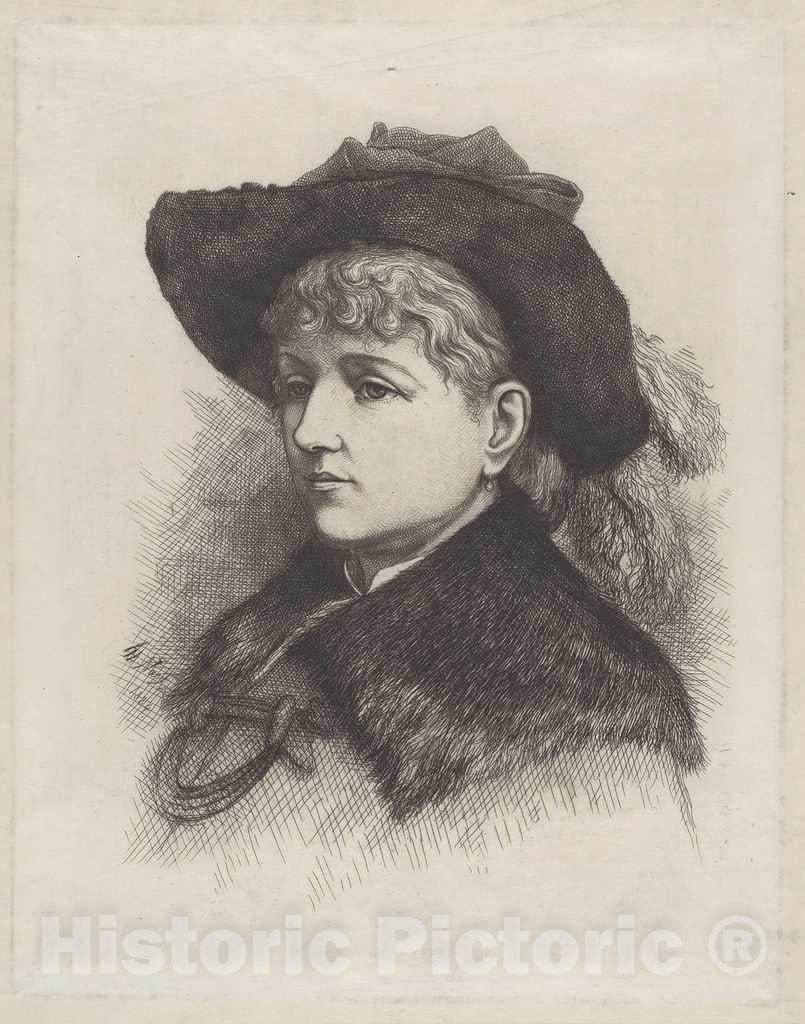 Art Print : Thomas Nast, Portrait of The Artist's Wife, Sarah Edwards Nast, 1884 - Vintage Wall Art