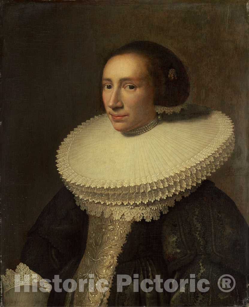 Art Print : Michiel Van Miereveld, Portrait of a Lady with a Ruff, 1638 - Vintage Wall Art