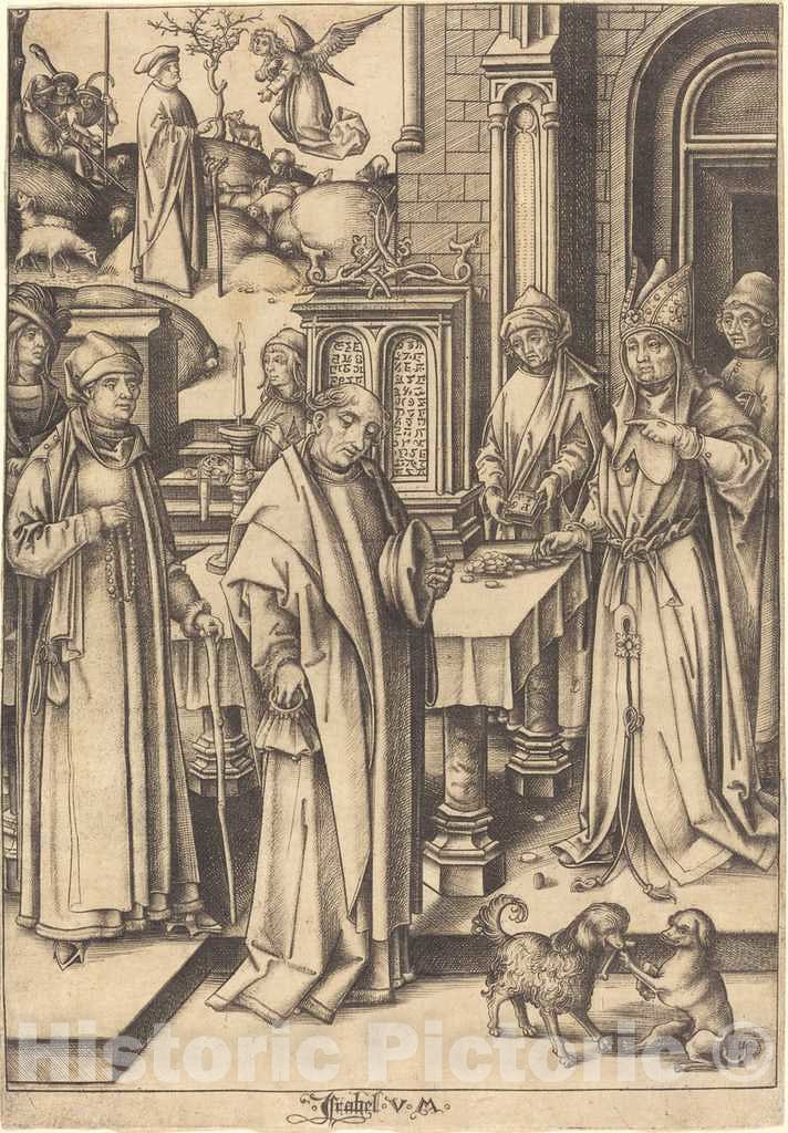 Art Print : Meckenem After Hans Holbein The Elder, Joachim's Sacrifice, c.1495 - Vintage Wall Art