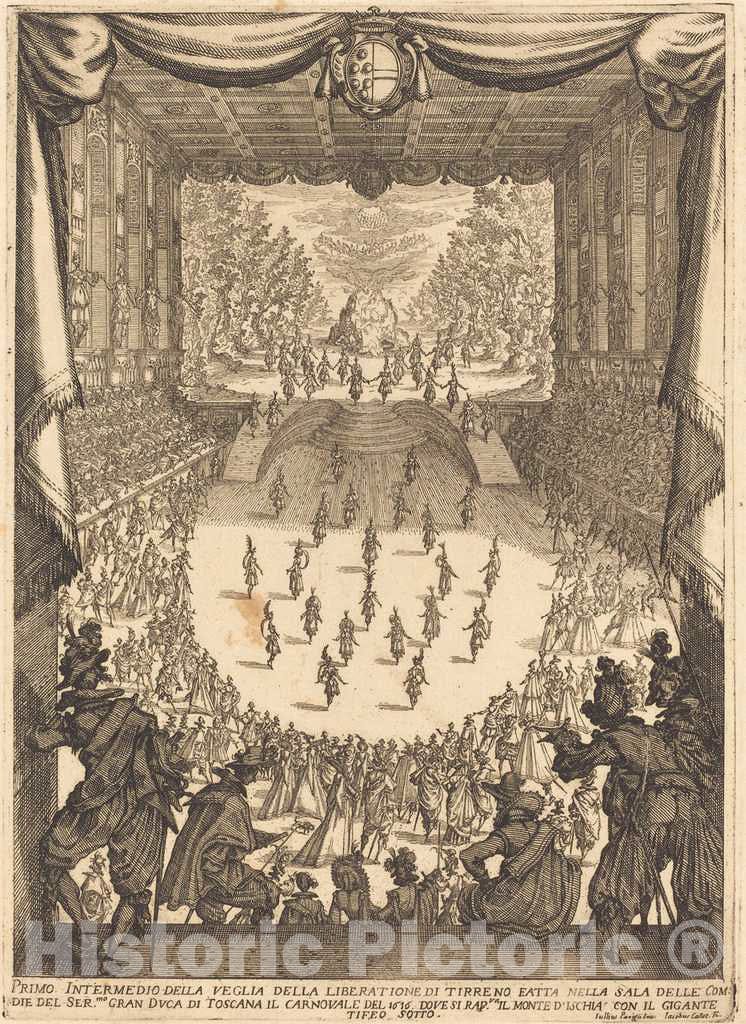 Art Print : Jacques Callot, First Intermezzo, 1617 - Vintage Wall Art