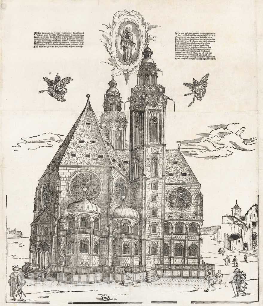Art Print : Michael Ostendorfer, The New Church of The Beautiful Virgin at Regensburg, c. 1520 - Vintage Wall Art