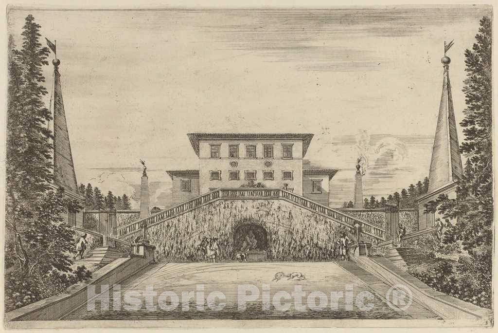 Art Print : Stefano Della Bella, The Great Stair-Case, 1653 - Vintage Wall Art